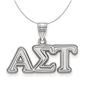 Sterling Silver Alpha Sigma Tau Medium Greek Necklace - 24 Inch